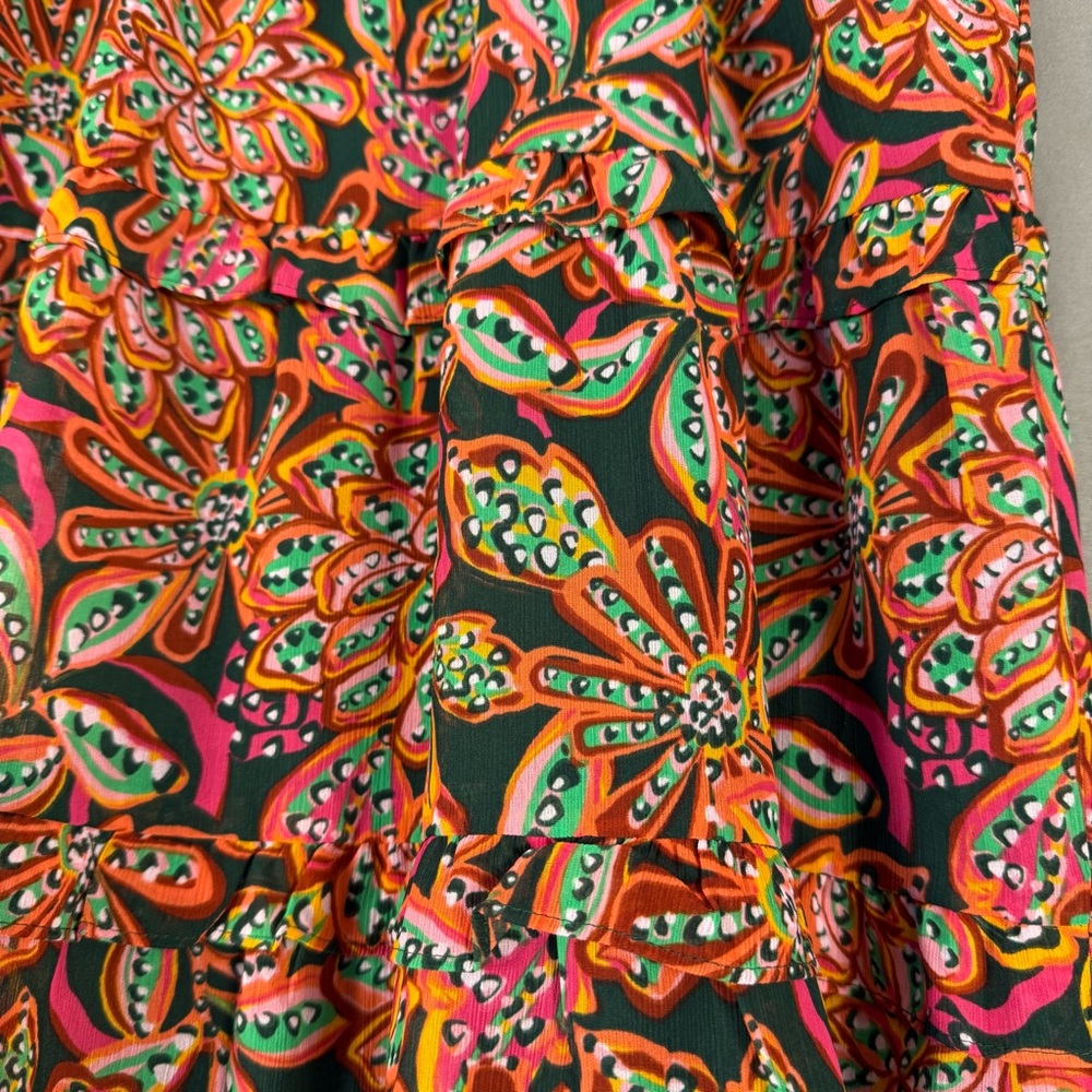 J.Crew Factory Women XL Preppy Floral Verte Fern Canyon Tiered Lined Mini Skirt - Picture 2 of 7